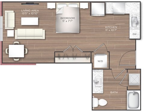 Floor plan for studio, 1 bath, 526 sqft